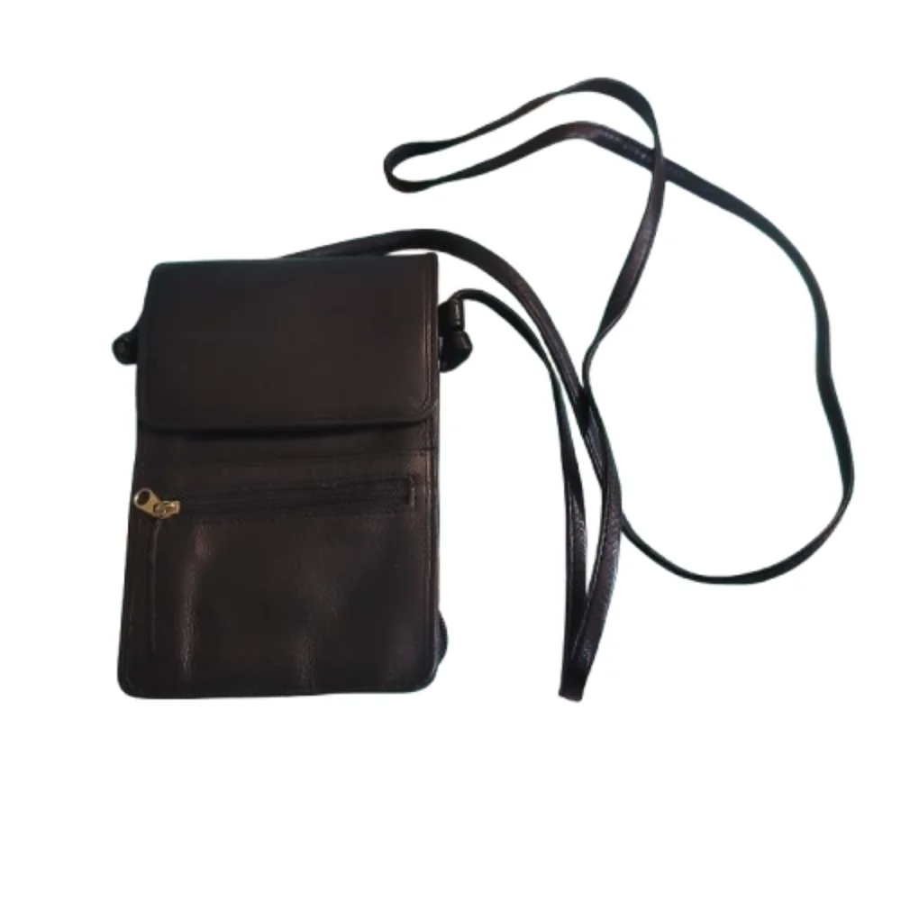 Crossbody Bag Black Leather Small Like Wristlet Unisex